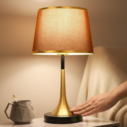 Elegant Touch | Table Lamp with Dimmable Fabric Shade | Perfect Bedside Lighting for Cozy Ambiance