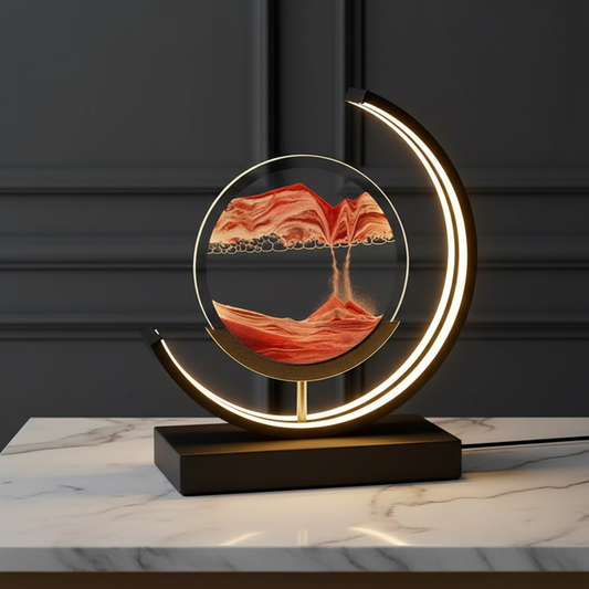 TranquilGlow | Table Lamp with Rotating Sand Design | Soothing Illumination for Relaxation