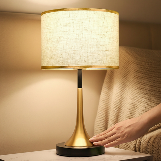 Elegant Touch | Table Lamp with Dimmable Fabric Shade | Perfect Bedside Lighting for Cozy Ambiance