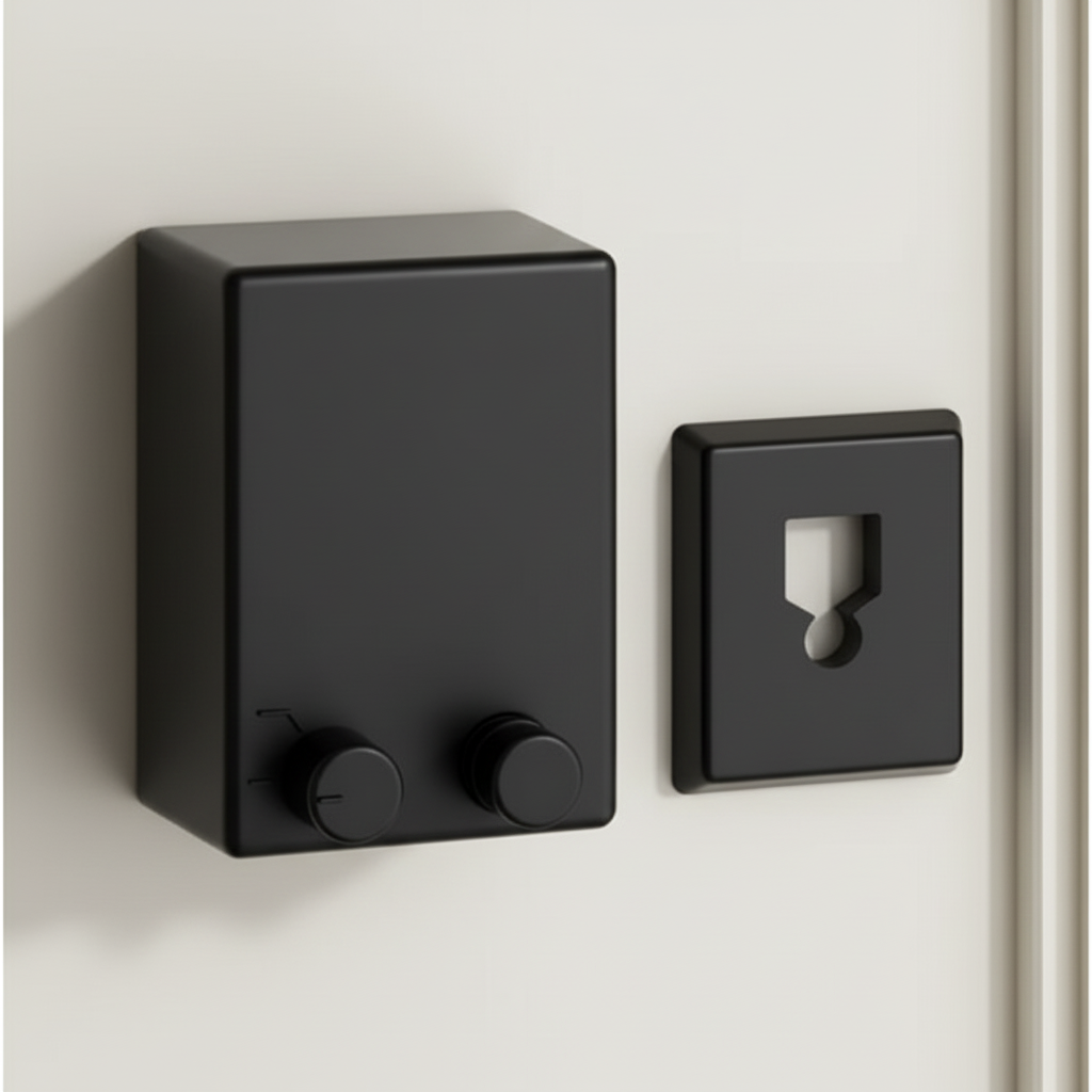 Black bathroom dispenser and retractable washing line