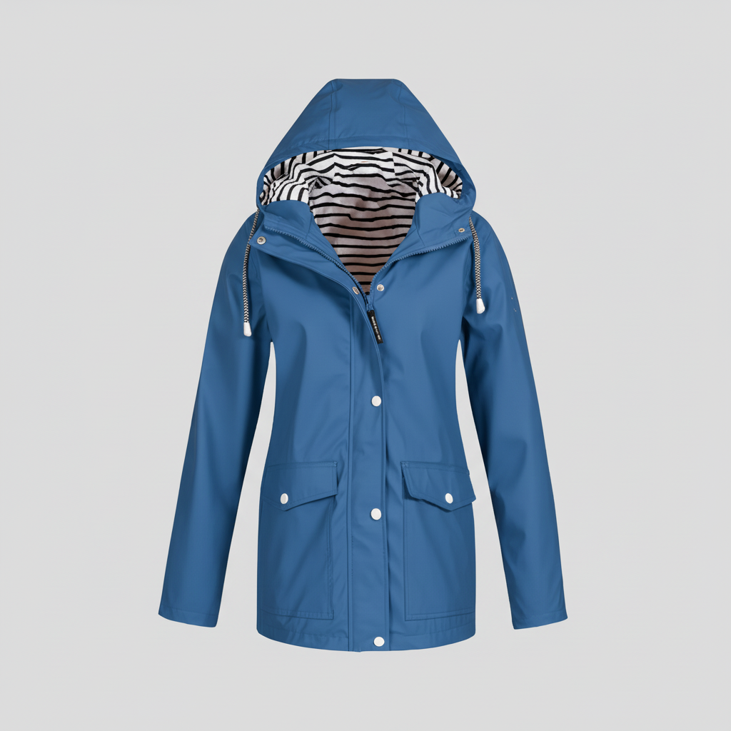 Blue rain jacket