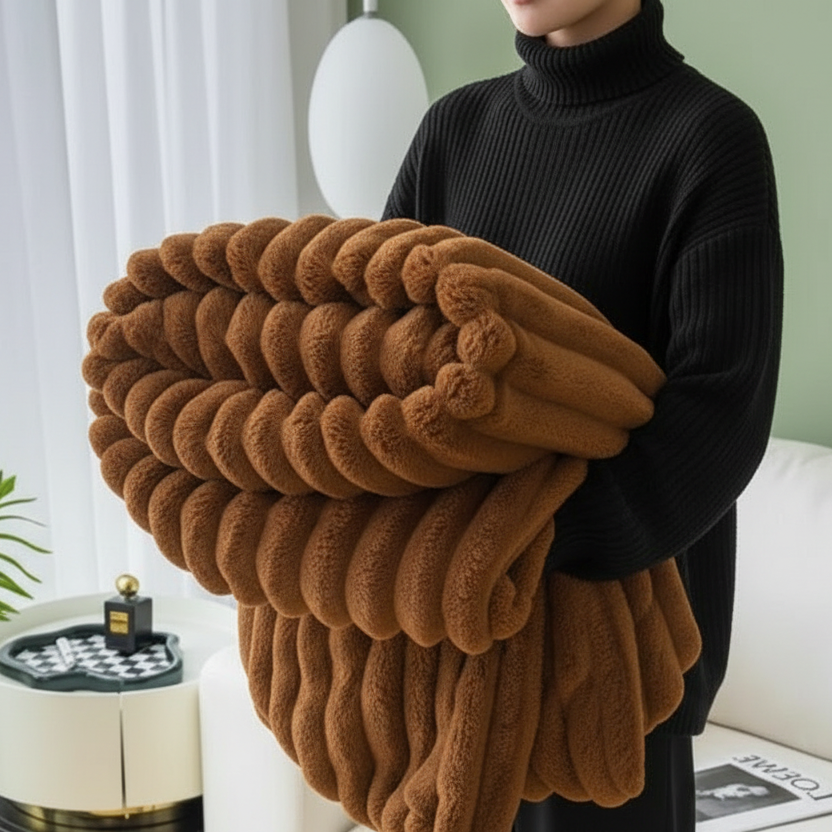 Brown chunky knit blanket