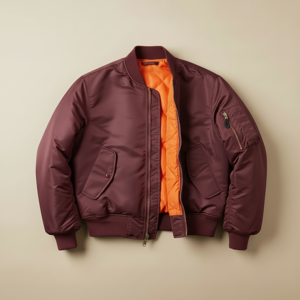 Burgundy bomber jacket