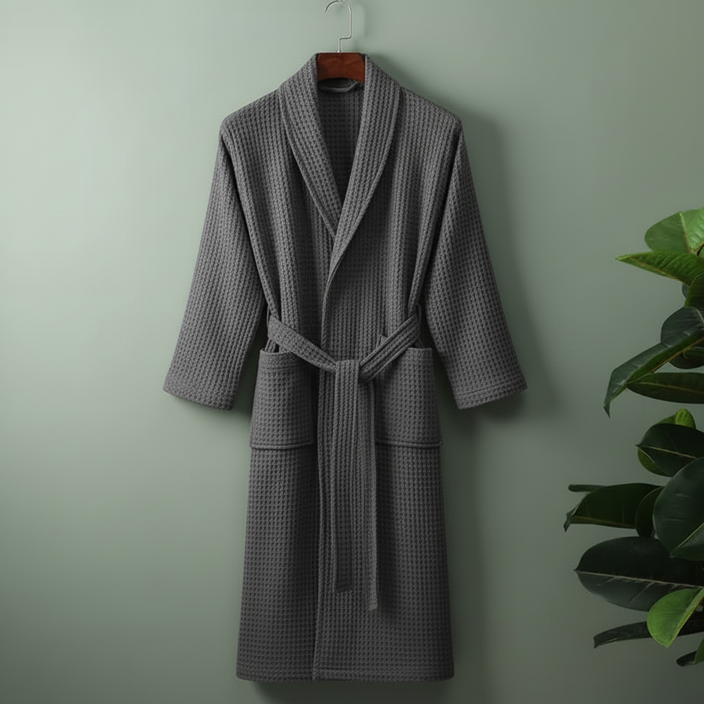 Gray Robe on Sage Green Background