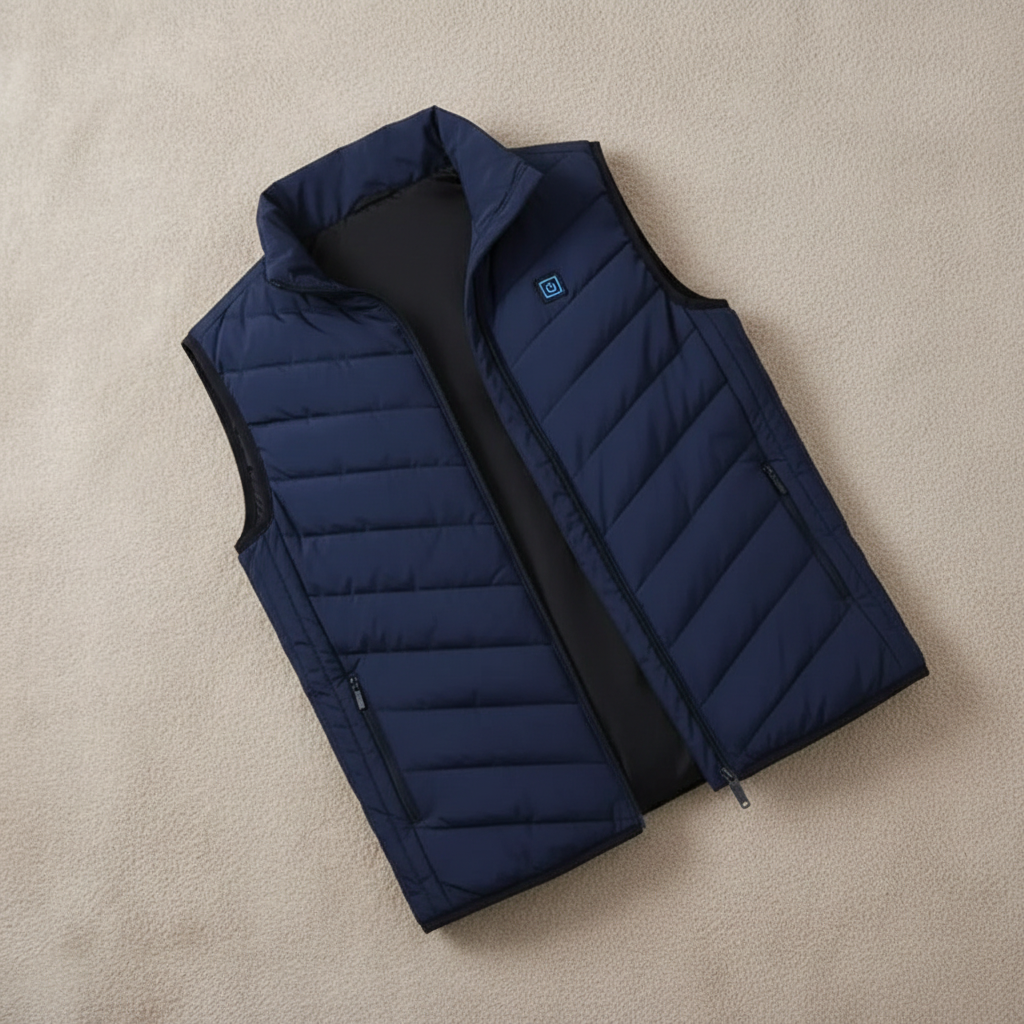 Heated Gilet Beige Background