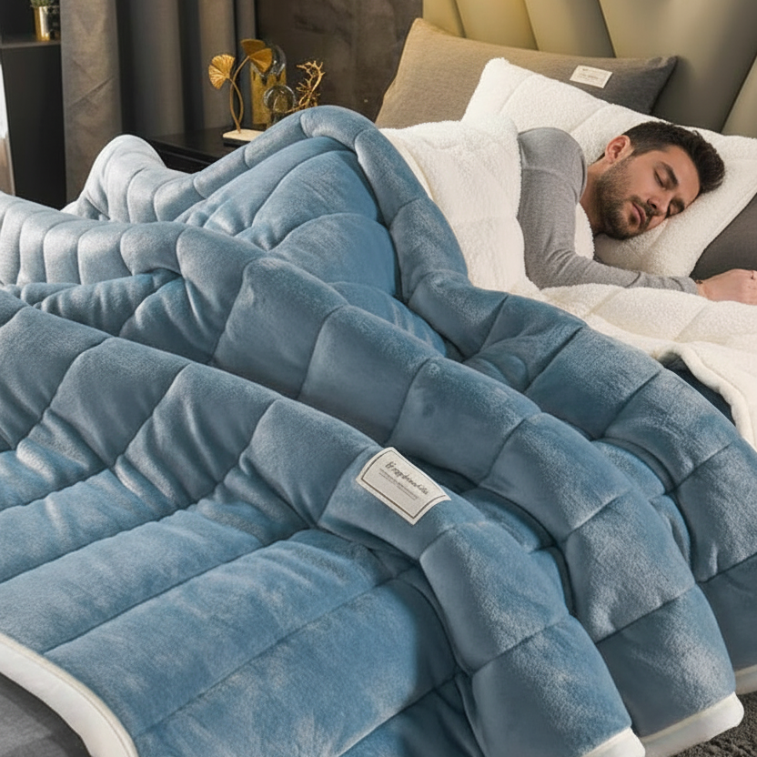 Man sleeping with blanket