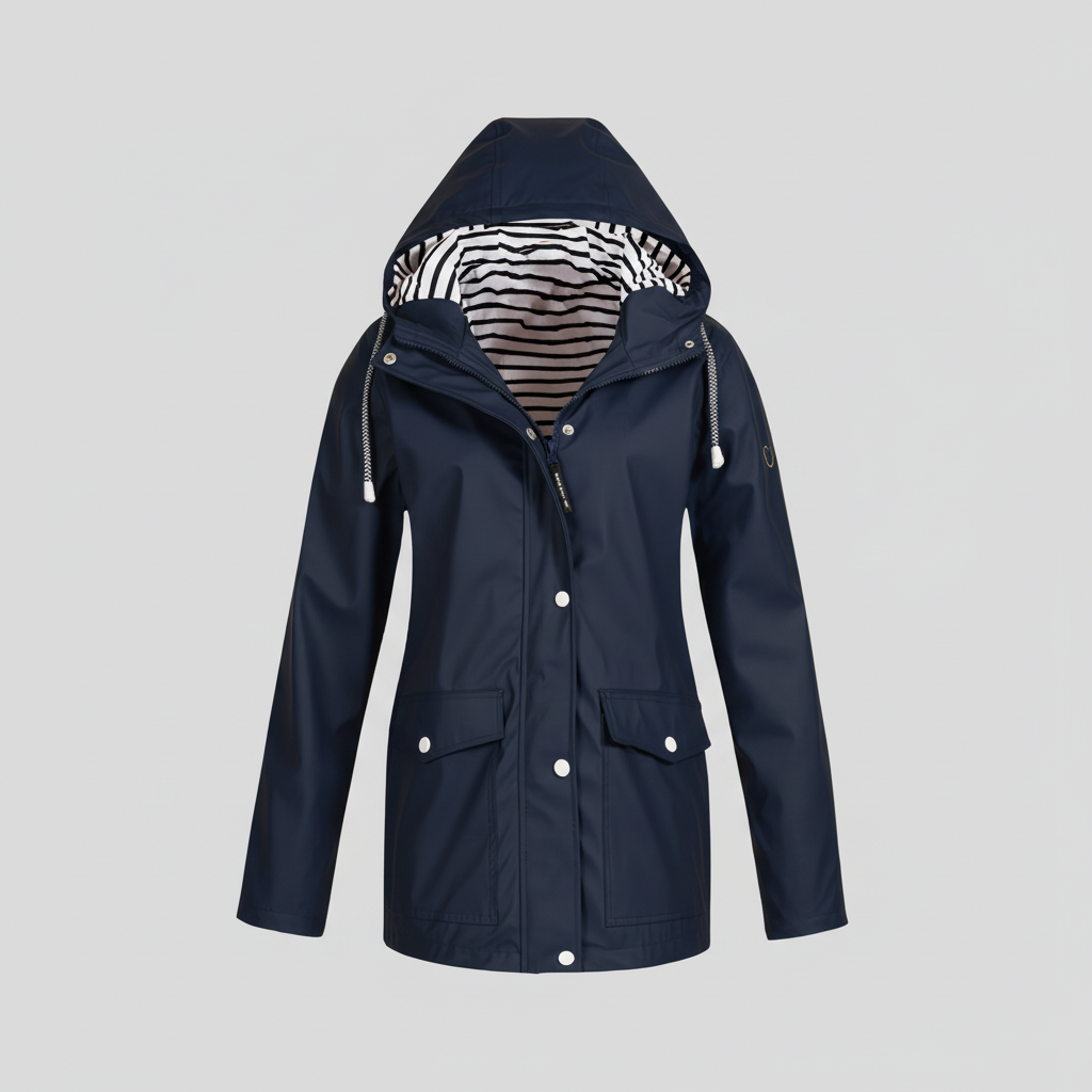 Navy blue rain jacket