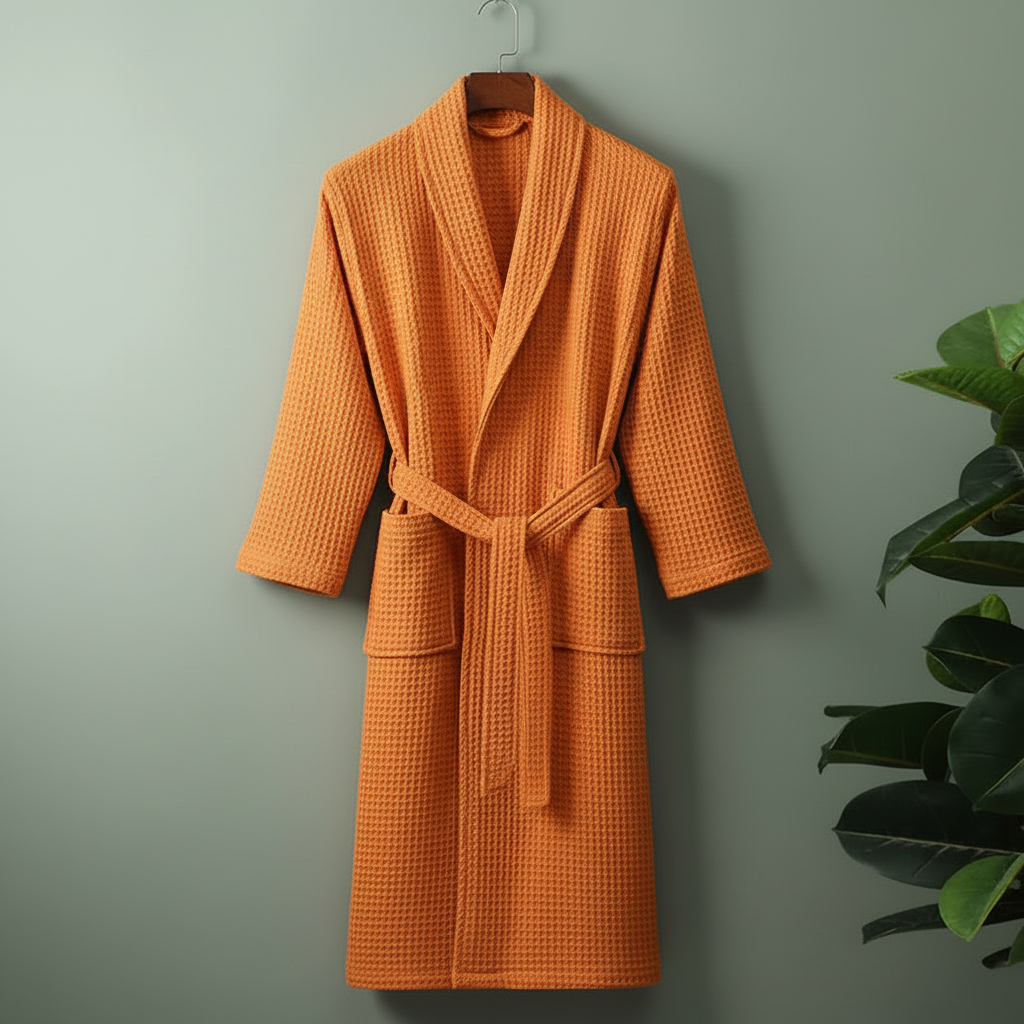Orange Robe on Sage Green Background