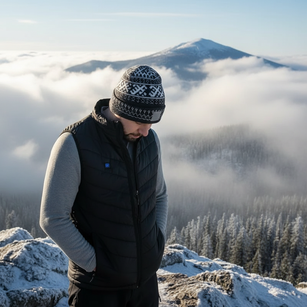 Person in Heated Vest - Mountain Vista