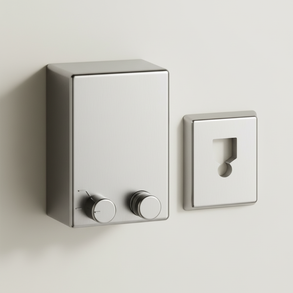 Silver bathroom dispenser and retractable washing line