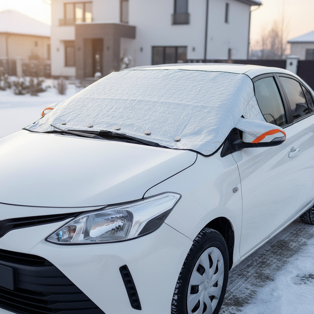 Windscreen cover close-up suburban