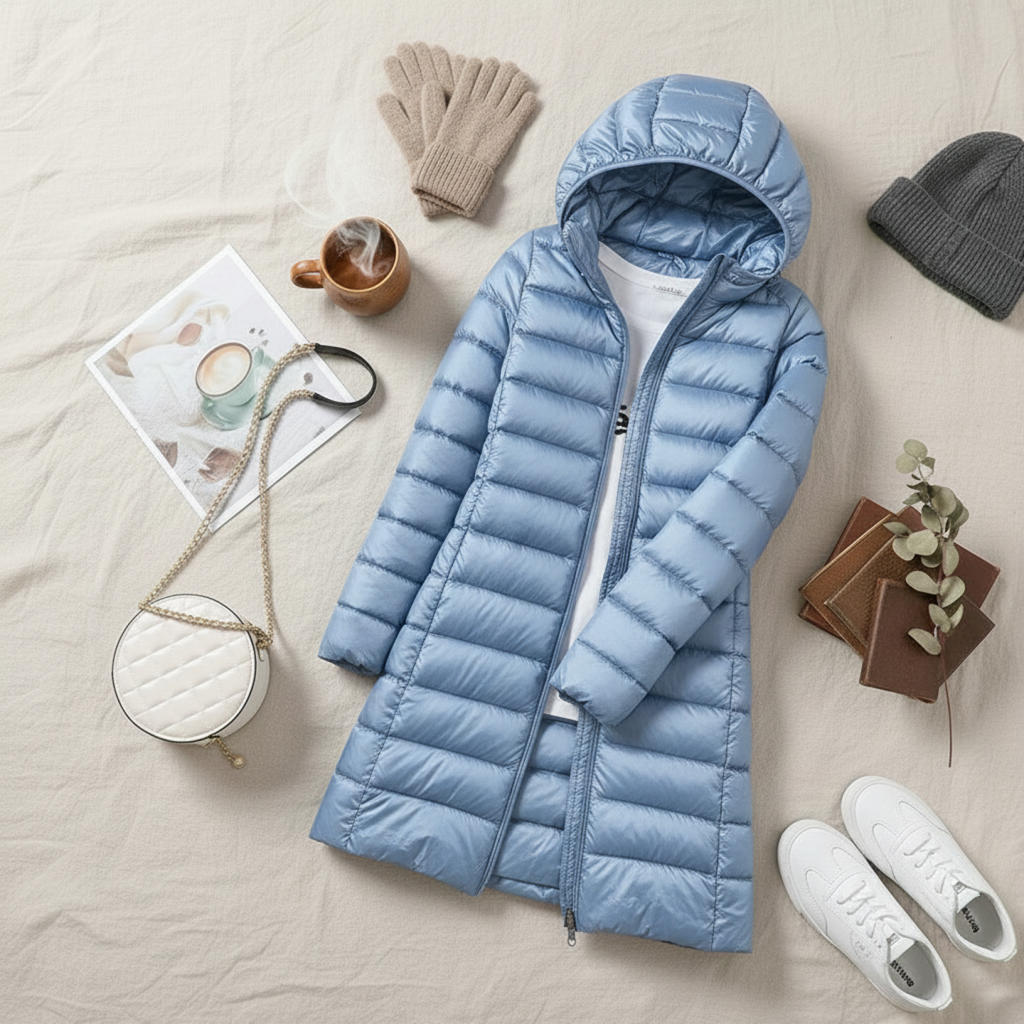 Essential Collection | Women's Black Puffer Jacket with Detachable Hood | Lightweight Winter Coat for Ultimate Warmth and Style