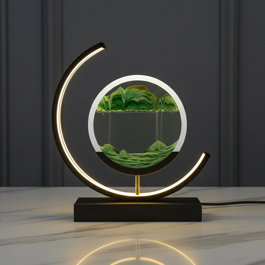 TranquilGlow | Table Lamp with Rotating Sand Design | Soothing Illumination for Relaxation